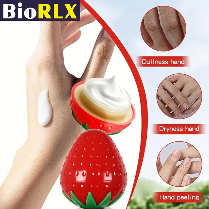 BioRLX Strawberry Milk Hand Cream - Hydrating Hand Moisturizer, Lightweight, Fast-Absorbing Hand Moisturizer for Women & Men