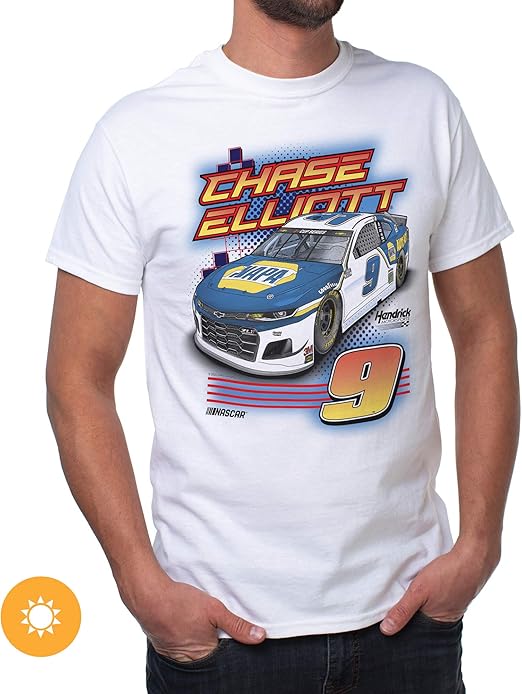 NASCAR Mens Classic Crew Tee - Chase Elliot - 1 White par DelSol pour homme - 1 Pc T-Shirt (XL)