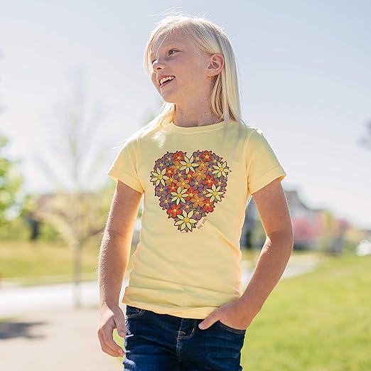 T-shirt ras du cou pour enfants - I Heart Flowers par DelSol pour enfants - T-shirt 1 pièce (YXS)