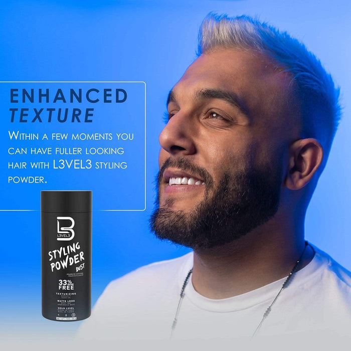 L3 Level3 Styling Powder - Natural Look Mens Powder - Easy to Apply with No Oil or Greasy Residue- 30 Grams(1 oz.) - BarberSets