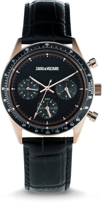 ZVM115 Master - Montre avec bracelet en cuir or rose/noir de Zadig &amp; Voltaire pour homme - Montre 1 pièce