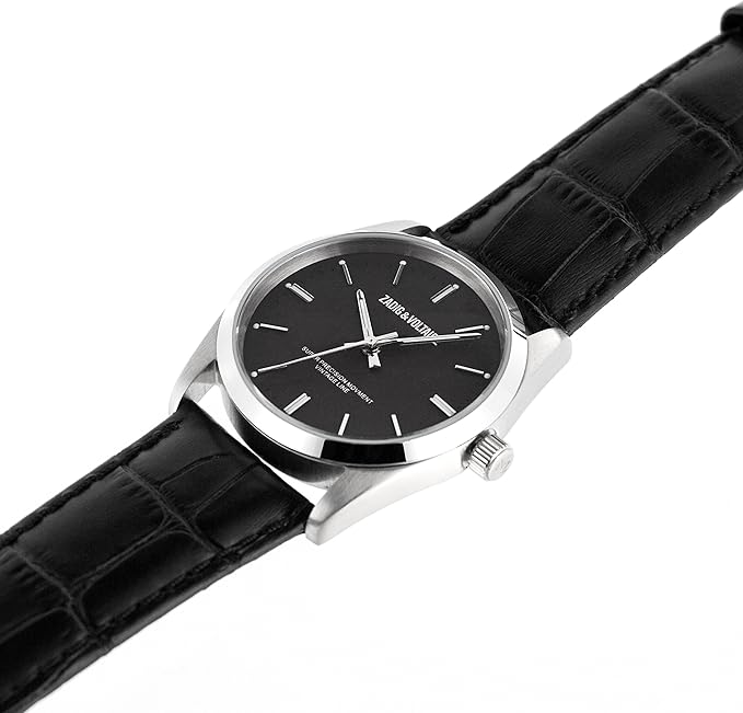 ZVF234 Fusion - Silver/ Black Leather Strap Watch by Zadig & Voltaire for Unisex - 1 Pc Watch