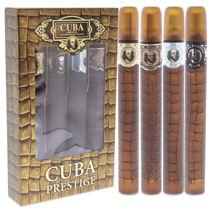 Cuba America par Cuba pour hommes - Coffret 4 pièces EDT Spray 1,17 oz noir, EDT Spray 1,17 oz vert, EDT Spray 1,17 oz marron, EDT Spray 1,17 oz gris