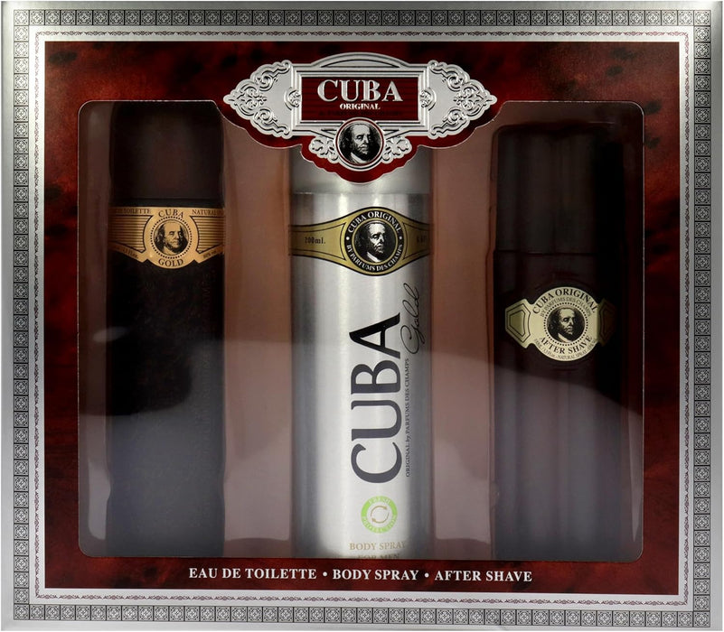 Cuba Gold by Cuba for Men - 3 Pc Gift Set 3.3oz EDT Spray, 6.6oz Deodorant Spray, 3.3oz After Shave