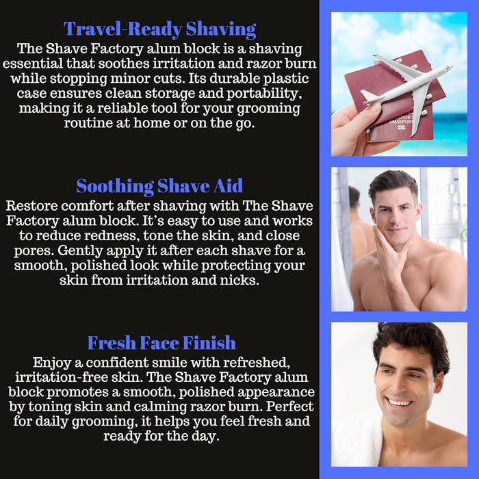 The Shave Factory Alum Block Aftershave for Shaving Razor 3.53 oz