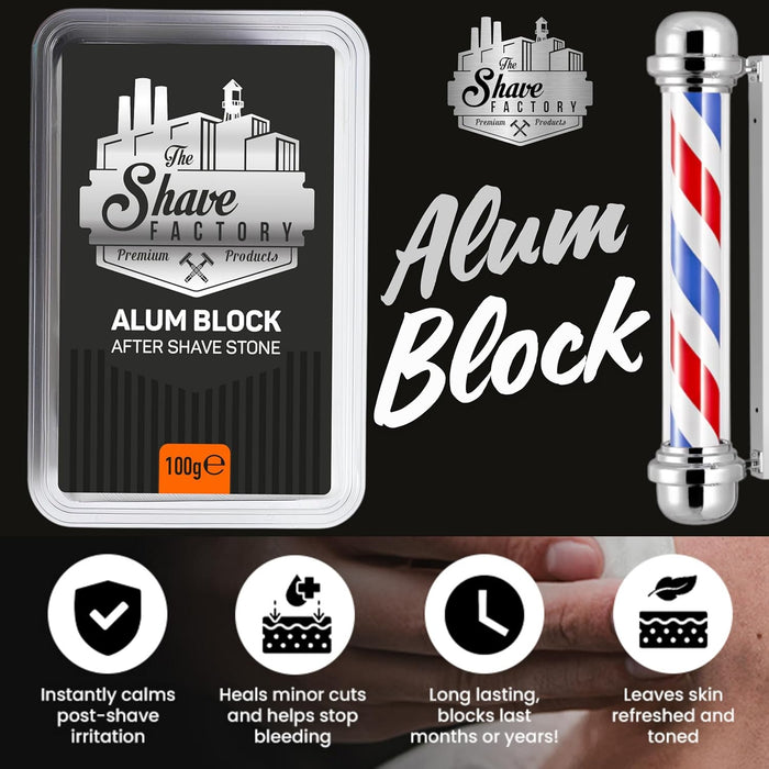 The Shave Factory Alum Block Aftershave for Shaving Razor 3.53 oz