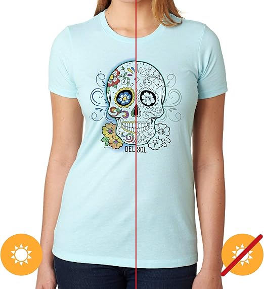 Day of the Dead T-Shirt - Ice Blue by Delsol for Unisex - 1 Pc T-Shirt (Small)