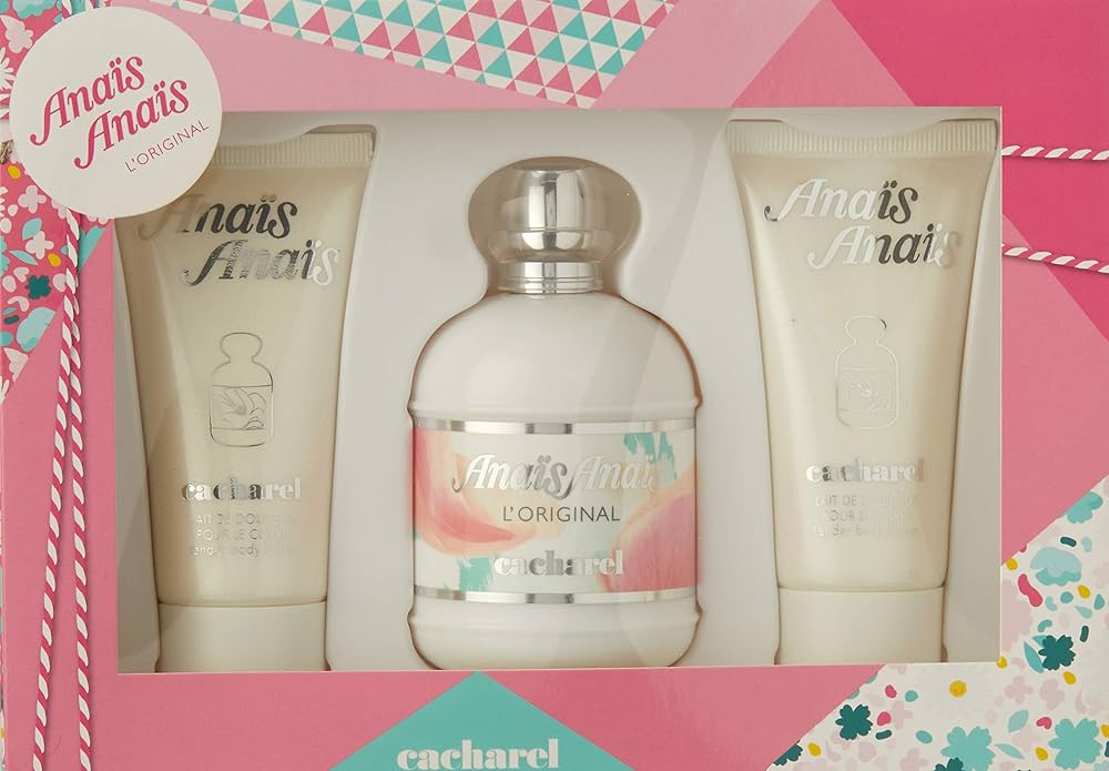 Anais Anais de Cacharel pour femme - Coffret 3 pièces Spray EDT de 3,4 oz, 2 x lotion pour le corps parfumée de 1,7 oz