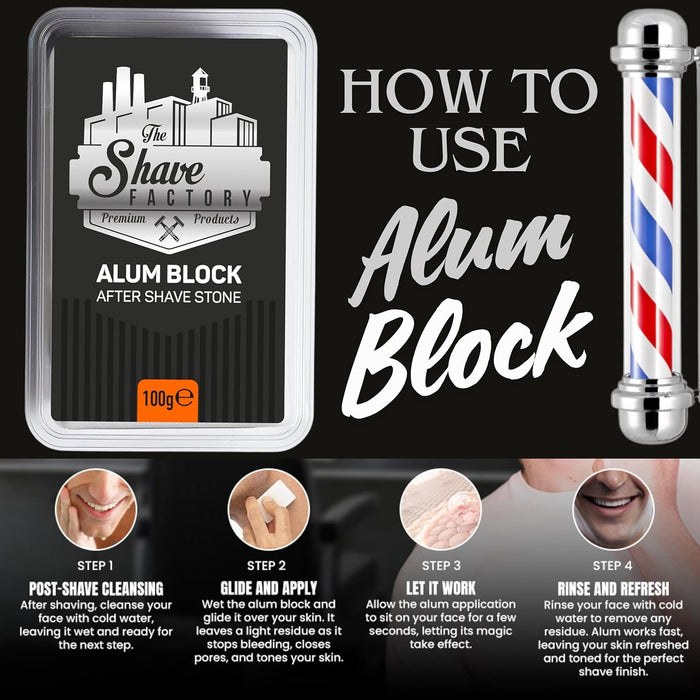 The Shave Factory Alum Block Aftershave for Shaving Razor 3.53 oz