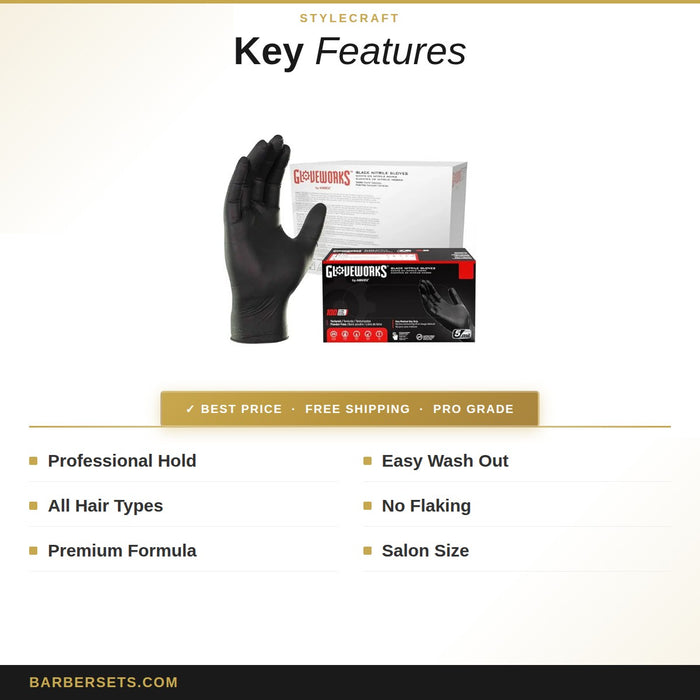 StyleCraft Studio Nitrile Gloves Black (Large)