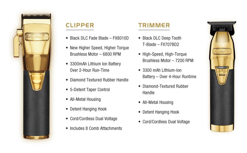 BABYLISS PRO GOLDFX BOOST+ METAL LITHIUM OUTLINING TRIMMER BB-FX787GBP - BarberSets