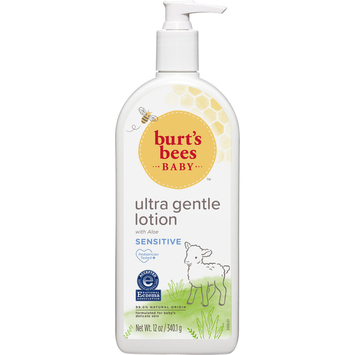 Loción ultra suave para bebés - Calmante de Burts Bees para niños - Loción corporal de 12 oz - Paquete de 3