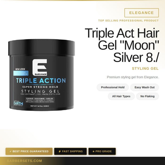 Elegance Triple Act Hair Gel "Moon" Silver 8.8oz/250ml