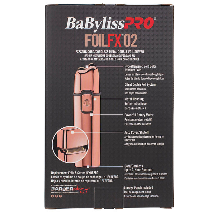 BaBylissPRO FOILFX02 Cordless Rose Gold Metal Double Foil Shaver