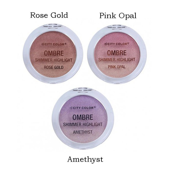 CITY COLOR Shimmer Ombre Highlight - Ensemble de présentation opale rose, 12 pièces