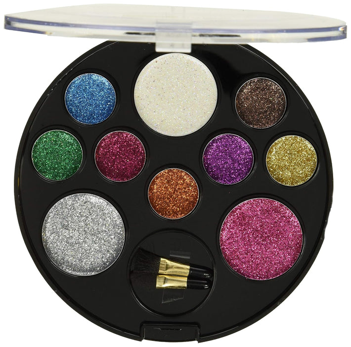 BEAUTY TREATS Juego de vitrinas de paleta con purpurina de 10 colores perfectos, 12 piezas