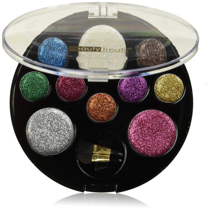 BEAUTY TREATS Juego de vitrinas de paleta con purpurina de 10 colores perfectos, 12 piezas