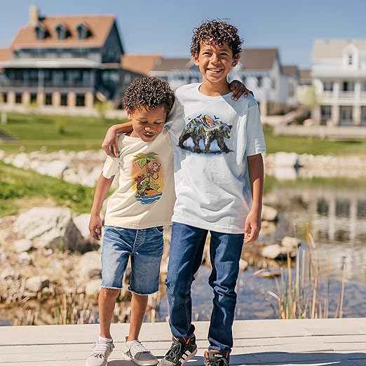 T-shirt ras du cou pour enfants - Scène d'ours - Bleu glacier par DelSol pour enfants - T-shirt 1 pièce (YXS)