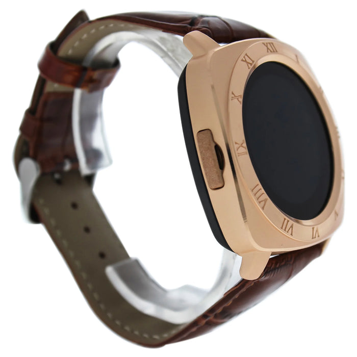 EK-F2 Montre Connectee Rose Gold/Brown Leather Strap Smart Watch by Eclock for Unisex - 1 Pc Watch