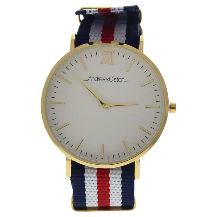 AO-63 Somand - Gold/Navy Blue-White-Red Nylon Strap Watch by Andreas Osten for Unisex - 1 Pc Watch