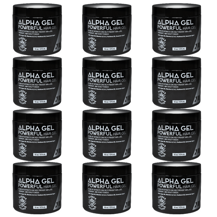 Gel coiffant Alpha 16oz (cheveux noirs, blancs, bleus, anti-gris) - (12 pièces)