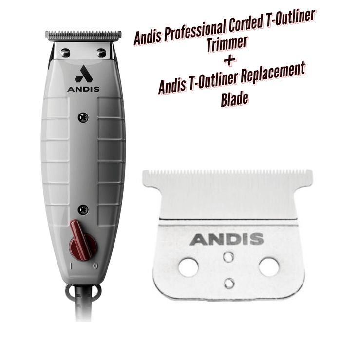 Andis Professional T-Outliner - Recortadora con cable #04780 y cuchilla de repuesto Andis T-Outliner #04521