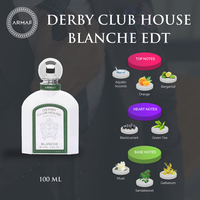 Derby Club House Blanche by Armaf for Men - 3.4 oz EDT Spray