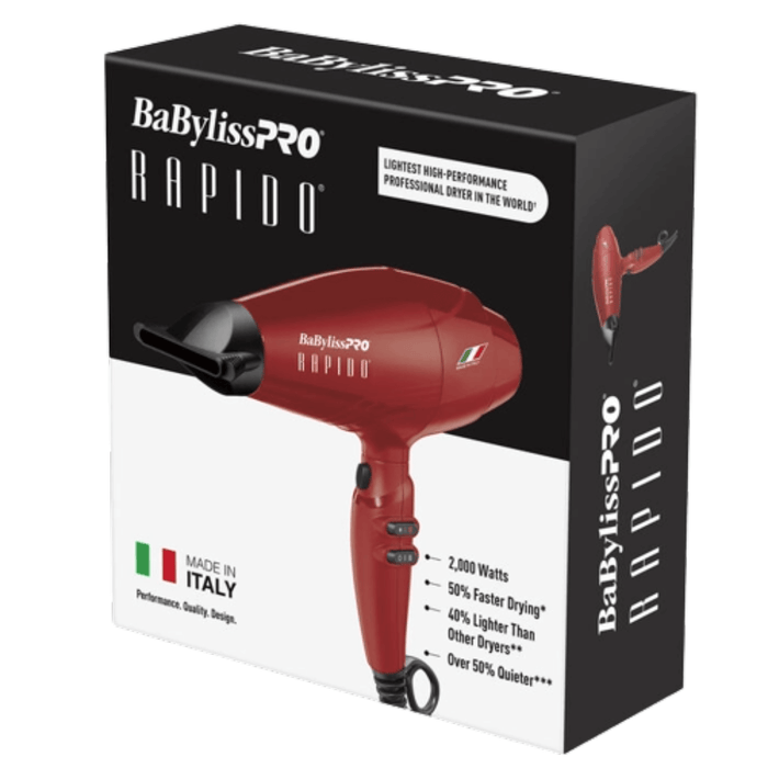 BaBylissPRO RAPIDO Secador de pelo 2000 Watts Rojo #BRRAP1