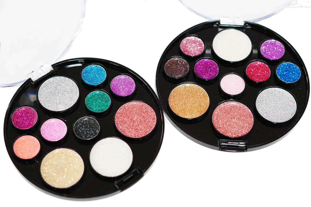 BEAUTY TREATS Juego de vitrinas de paleta con purpurina de 10 colores perfectos, 12 piezas