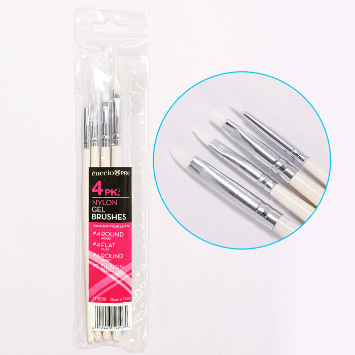 Ensemble de pinceaux à ongles en nylon - 1222 par Cuccio Pro pour femme - 4 pièces, 4 pinceaux à ongles ronds, 4 pinceaux à ongles plats, 6 pinceaux à ongles ronds, 1 pinceau à ongles design