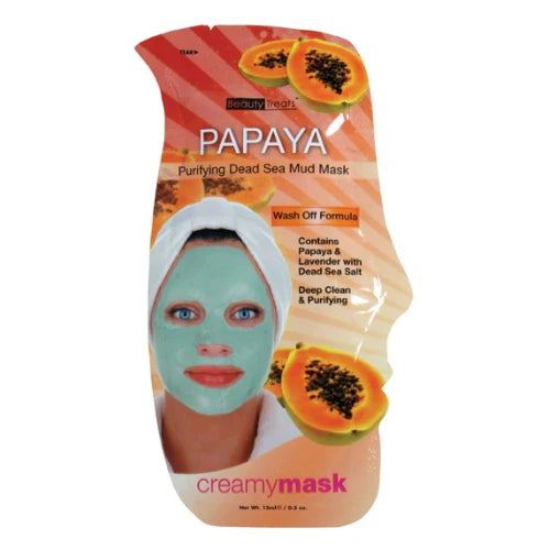 BEAUTY TREATS Masque purifiant à la boue de la Mer Morte à la papaye - Boîte de présentation 24 pièces 