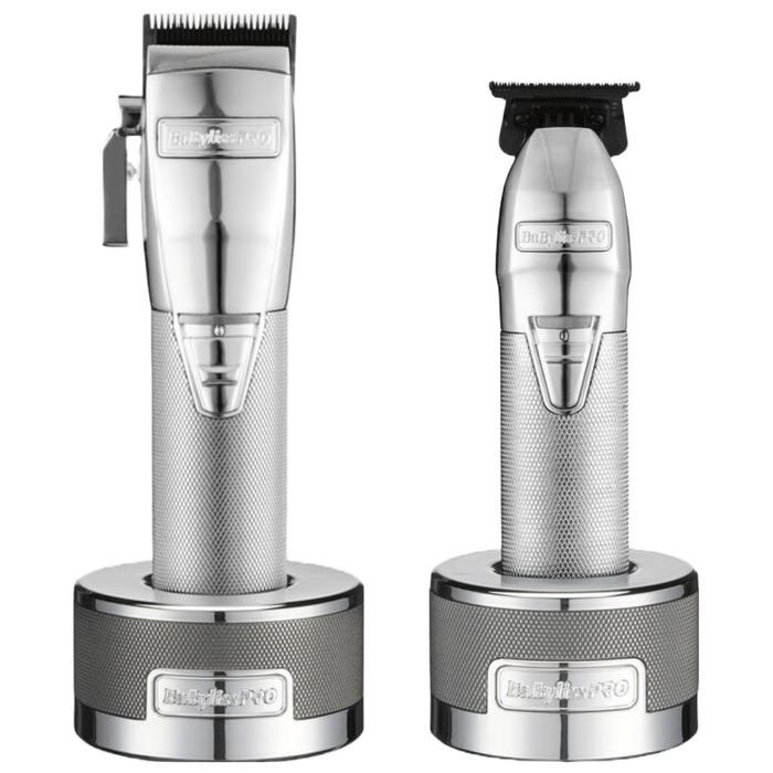 BaBylissPRO SilverFX tondeuse avec cordon/sans fil FX870S ou tondeuse Outliner en métal FX878S + support de base de chargement ou ensemble combiné tous ensemble