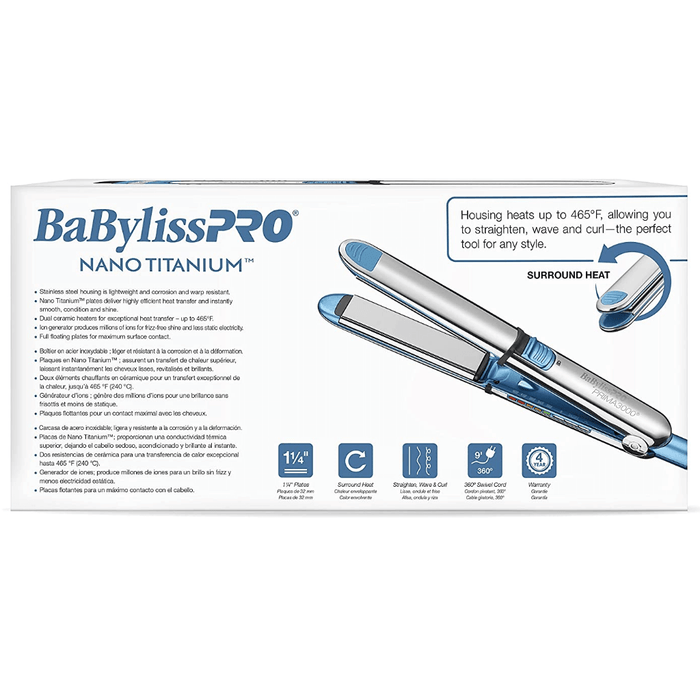 BaBylissPRO Nano Titanum Prima 3000 Plancha alisadora de 1¼" #BNT3000TUC