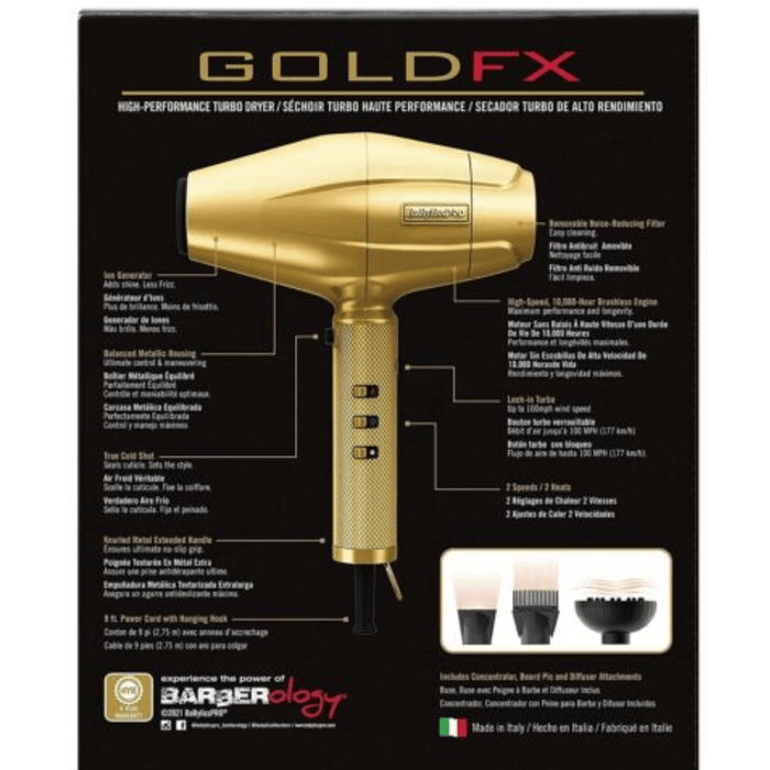 BaBylissPRO GoldFX 1875 Watt Hair Blow Dryer Gold #FXBDG1