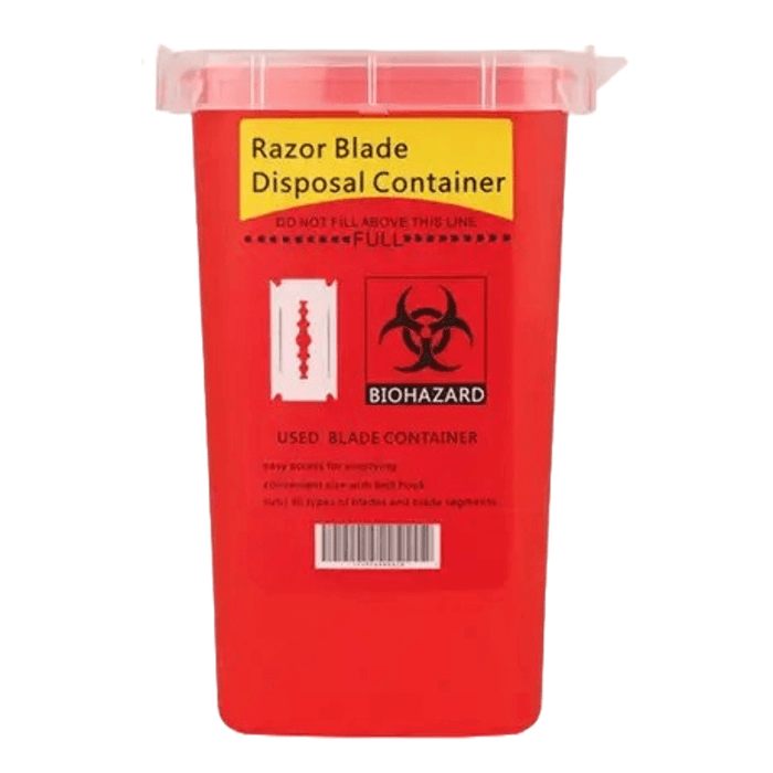 Contenedor de basura desechable para cuchillas de afeitar de peluquería (ROJO)