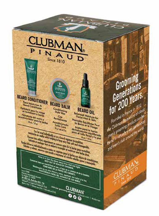 CLUBMAN Beard 3 in 1 Trio - Baume à barbe, huile et après-shampooing 2 en 1