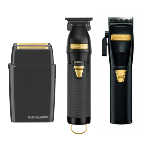 BaBylissPRO BlackFX Cord/Cordless Clipper FX870BN, Trimmer FX787BN, FoilFx02 Shaver FXFS2B Luxury Set