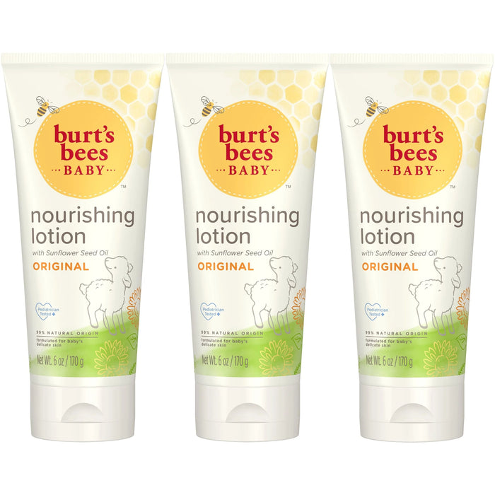 Loción ultra suave para bebés de Burts Bees para niños - Loción corporal de 6 oz - Paquete de 3