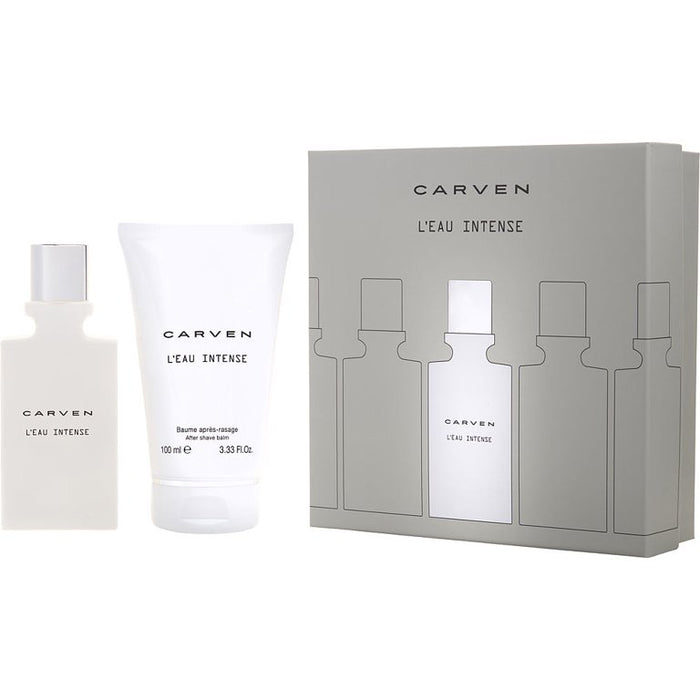 LEau Intense de Carven pour hommes - Coffret 2 pièces Spray EDT 1,66 oz, Baume après-rasage 3,33 oz