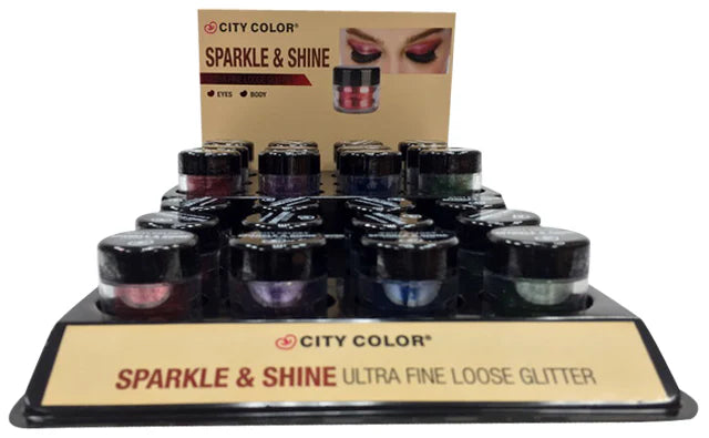 CITY COLOR Sparkle & Shine Loose Glitter A Display Case Set 24 Pieces