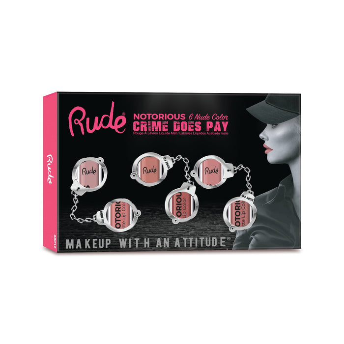 RUDE Crime Does Pay 6 Ensemble de couleurs pour les lèvres notoires - Nude