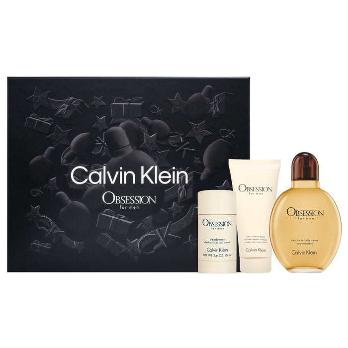 Obsession de Calvin Klein pour homme - Coffret 3 pièces Spray EDT 4 oz, Stick déodorant 2,6 oz, Baume après-rasage 3,3 oz