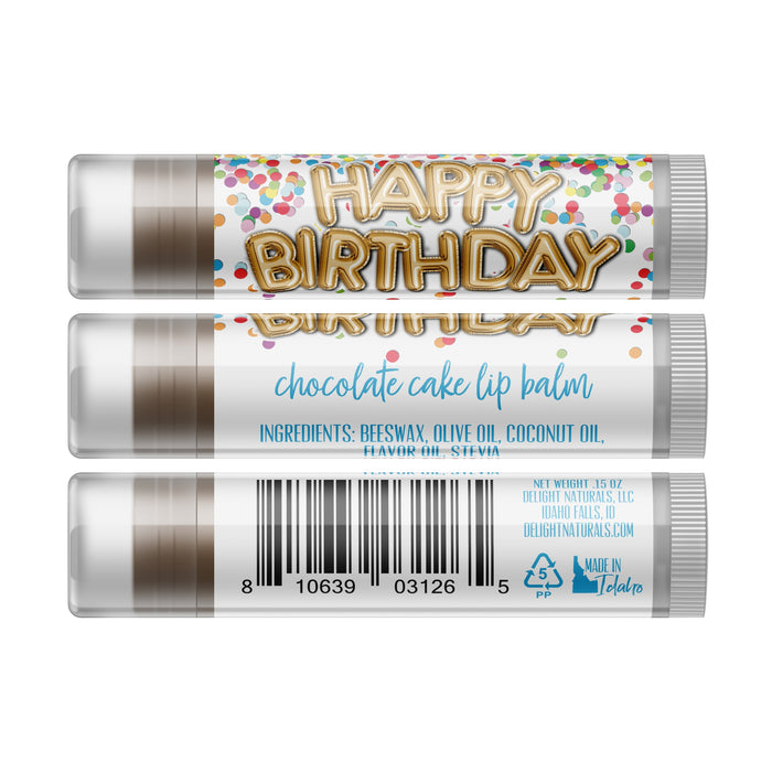 Bálsamo labial para pastel de cumpleaños (chocolate) - Paquete de tres