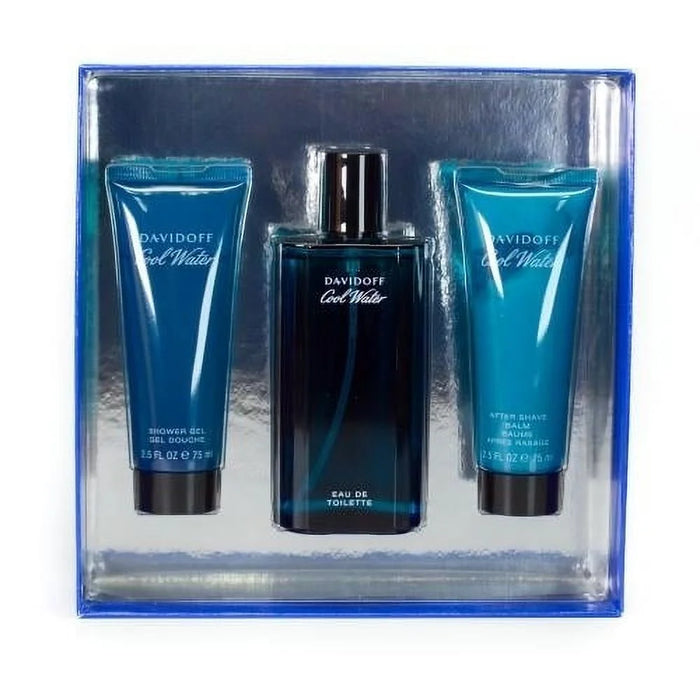 Cool Water by Davidoff for Men - 3 Pc Gift Set 4.2oz EDT Spray, 2.5oz Shower Gel, 2.5oz After Shave Balm