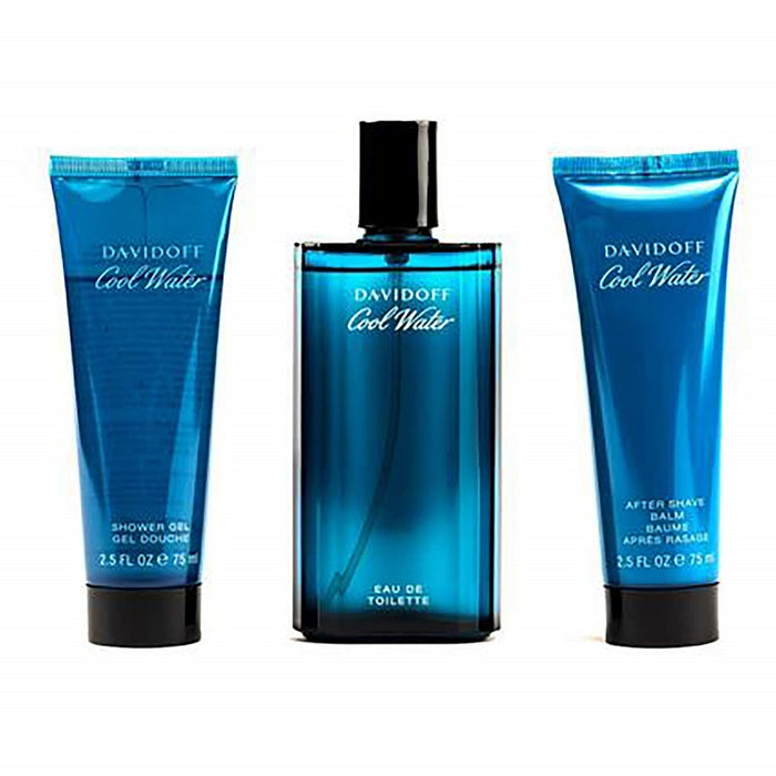 Cool Water by Davidoff for Men - 3 Pc Gift Set 4.2oz EDT Spray, 2.5oz Shower Gel, 2.5oz After Shave Balm