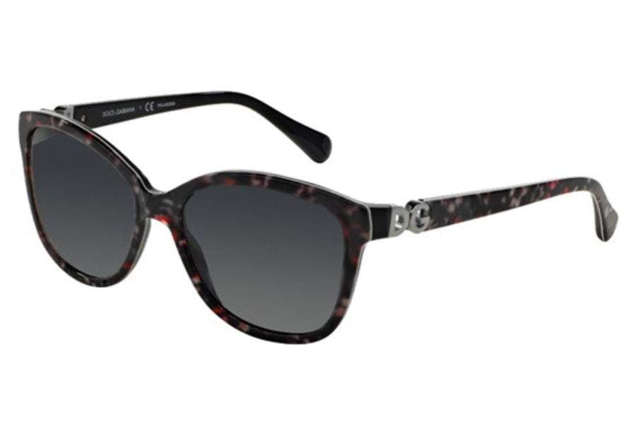 Dolce and Gabbana DG 4258 2778T3 - Top Fleurs Noires Sur Dégradé Noir-Gris Polaire de Dolce and Gabbana pour Femme - Lunettes de soleil 56-17-140 mm