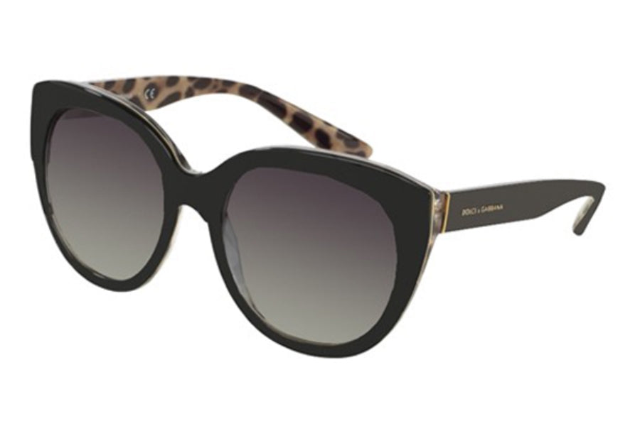 Dolce and Gabbana DG 4259 2857-8G - Top Noir Sur Dégradé Leo-Grey de Dolce and Gabbana pour Femme - Lunettes de soleil 56-20-140 mm