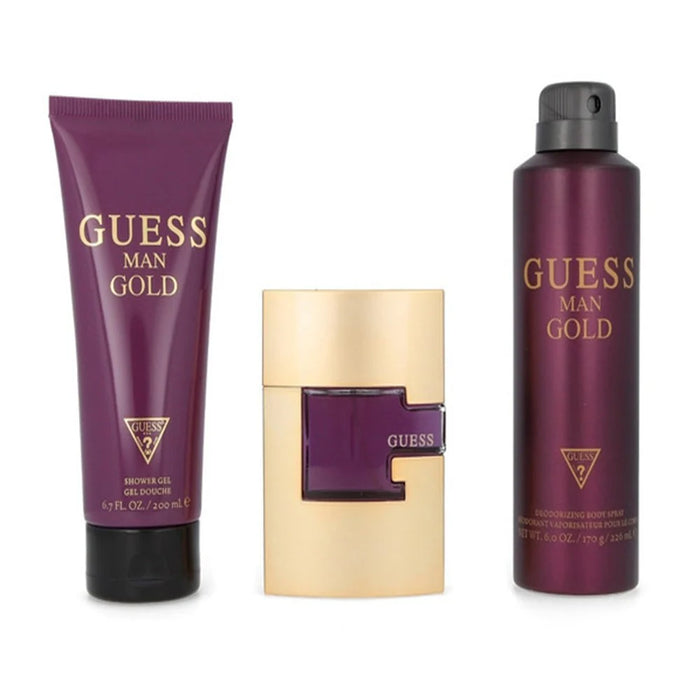 Guess Gold by Guess for Men - 3 Pc Gift Set 2.5oz EDT Spray, 6.0oz Deodorizing Body Spray, 6.7oz Shower Gel