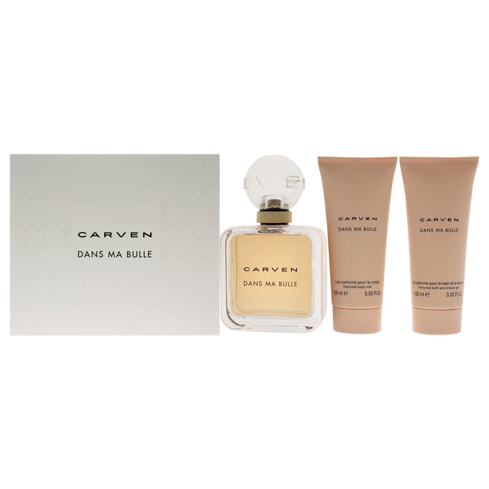 Dans Ma Bulle de Carven pour femme - Coffret 3 pièces Spray EDP 3,3 oz, Lait corporel 3,3 oz, Gel douche 3,3 oz