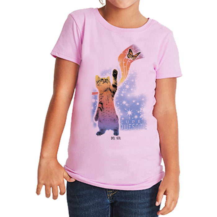 Girls Crew Tee - Super Awesome - Lilas par DelSol pour femme - 1 Pc T-Shirt (YM)